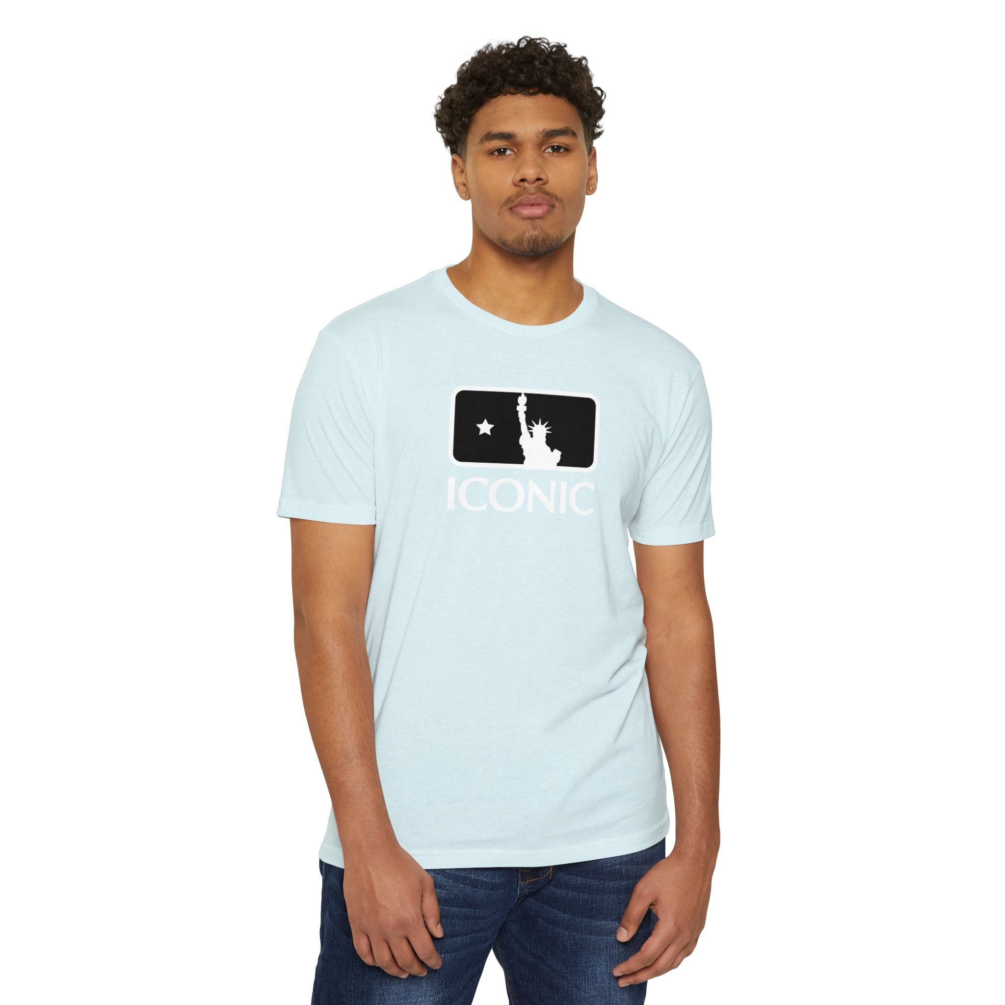 Ice blue Iconic Statue of Liberty T-Shirt — Patriotic Americana Graphic Tee
