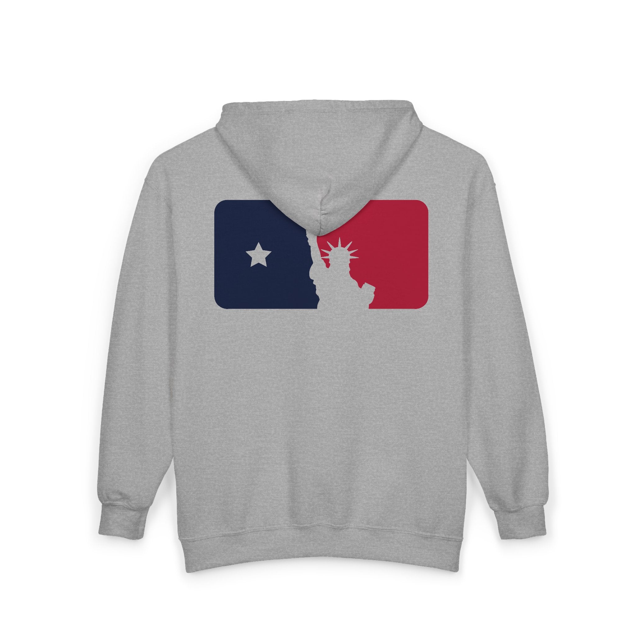 Copy of Zip Hoodie — Retro Split-State Logo (Patriotic Baseball Vibe)